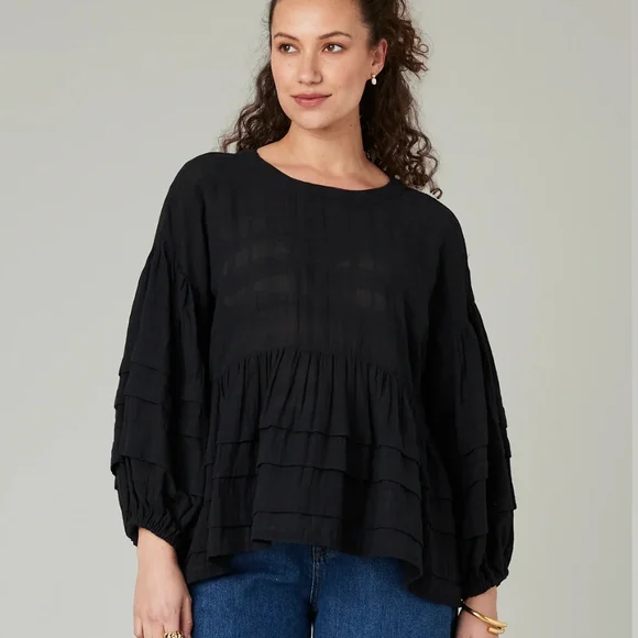 Beyond Nine Simone Black Cotton Top, Size L/XL - Picture 13 of 13